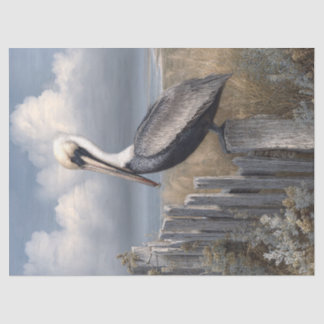 Pelican auf einer Zaun-Dekoupage Seidenpapier
