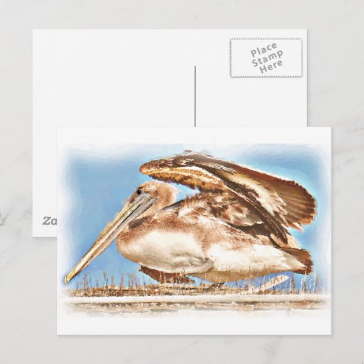Pelican Awaits_ Postkarte (Vorne/Hinten)