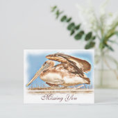 Pelican Awaits_ Postkarte (Stehend Vorderseite)