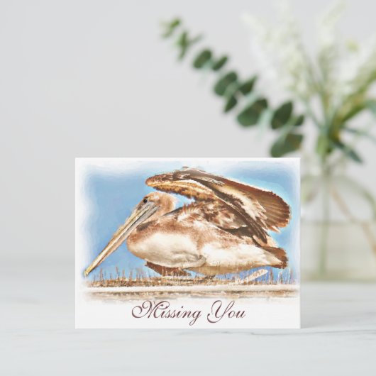 Pelican Awaits_ Postkarte (Stehend Vorderseite)