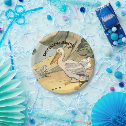 Pelican Beach Illustration Geburtstag Pappteller (Party)