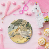 Pelican Beach Illustration Geburtstag Pappteller (Party)