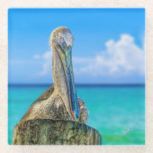 Pelican Beach Tropical Coastful Glasuntersetzer (Vorderseite)