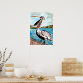 Pelican Bird auf einem Pier Poster (Küche)