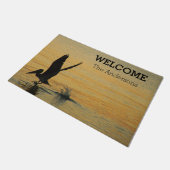 Pelican Bird fliegen bei Sunset Florida Ocean Fußmatte (Schrägansicht)