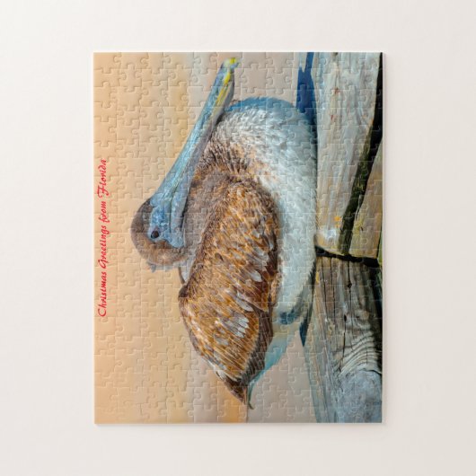 Pelican Bird Florida. Weihnachtsgrüße Puzzle (Vertikal)
