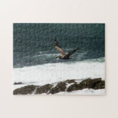Pelican Bird Flying Pacific Ocean Rocks Puzzle (Horizontal)