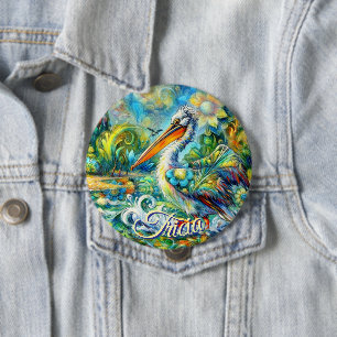 Pelican Bird in Wonderland Personalisiert Button