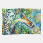 Pelican Bird in Wonderland Personalisiert Geschirrtuch (Horizontal)