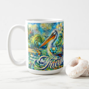Pelican Bird in Wonderland Personalisiert Kaffeetasse
