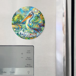 Pelican Bird in Wonderland Personalisiert Magnet