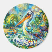 Pelican Bird in Wonderland Personalisiert Magnet (Vorne)