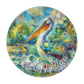 Pelican Bird in Wonderland Personalisiert Schneidebrett (Vorderseite)