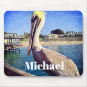 Pelican Bird Ocean Beach Pier Foto Individuelle Na Mousepad (Vorne)