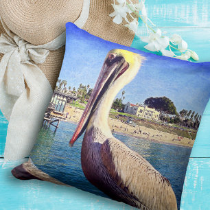 Pelican Bird Ocean Beach Pier Foto Modern Bold Kissen