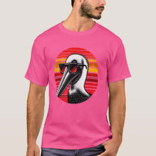 Pelican Bird Sonnenbrille Sunset Retro Stil Vintag T-Shirt