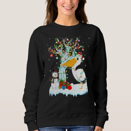 Pelican Bird Xmas Tree Lighting Weihnachtsmannmütz Sweatshirt (Vorderseite)