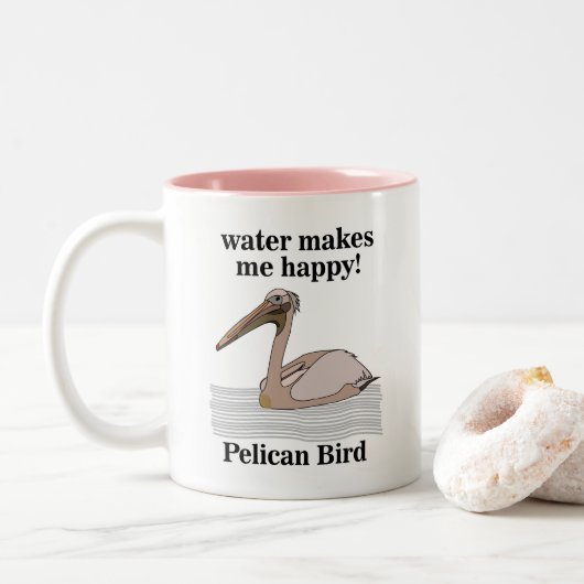 Pelican Bird Zweifarbige Tasse (Mit Donut)