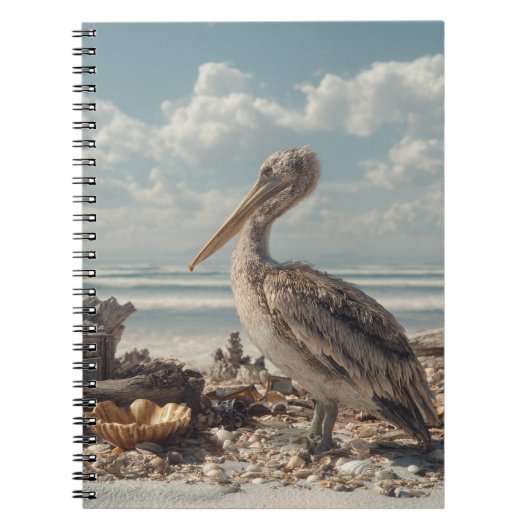 Pelican by Seashell Shore Notebook Notizblock (Vorderseite)