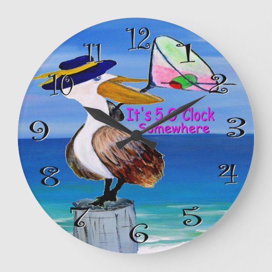 pelican cocktail clock große wanduhr (Vorderseite)