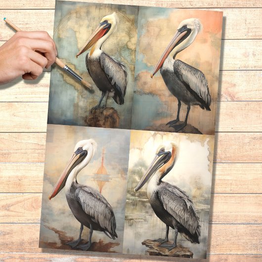 Pelican Collage 1 Decoupage Paper Seidenpapier