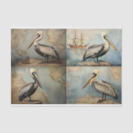 Pelican Collage 2 Decoupage Paper Seidenpapier (Vorderseite)