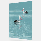 Pelican Couple Paddle auf Calm Aqua Water Acrylschild (Winkel)