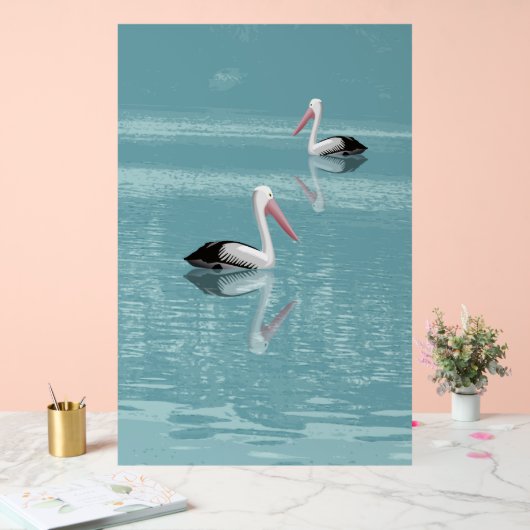 Pelican Couple Paddle auf Calm Aqua Water Acrylschild (Hochzeit)