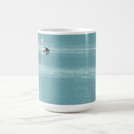 Pelican Couple Paddle auf Calm Aqua Water Kaffeetasse (Mittel)