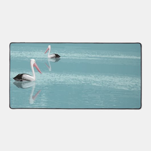 Pelican Couple Paddle auf Calm Aqua Water Schreibtischunterlage (Vorderseite)