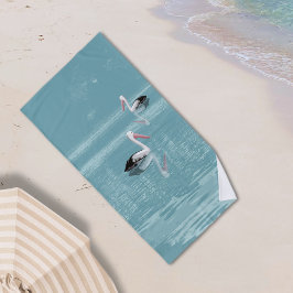 Pelican Couple Paddle auf Calm Aqua Water Strandtuch