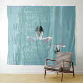 Pelican Couple Paddle auf Calm Aqua Water Wandteppich (Beispiel (Horizontal))