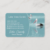 Pelican Couple Paddle on Calm Aqua Water Oval Visitenkarte (Rückseite)