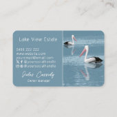 Pelican Couple Paddling auf Calm Blue Water Visitenkarte (Rückseite)