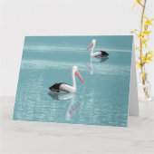 Pelican Couple Paddling Calm Aqua Wasserratten Karte (Gelbe Blume)