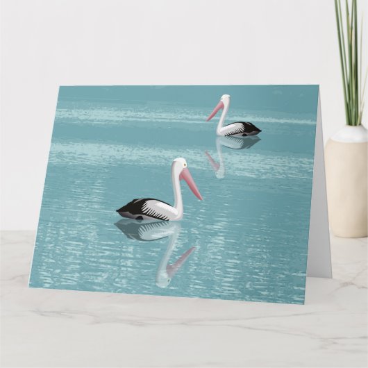 Pelican Couple Paddling Calm Aqua Wasserratten Karte (Vorderseite)