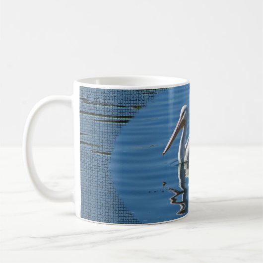Pelican Floating Calm Blue Water Large Wild Bird Kaffeetasse (Links)