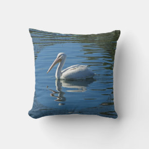 Pelican Floating Calm Blue Water Large Wild Bird Kissen