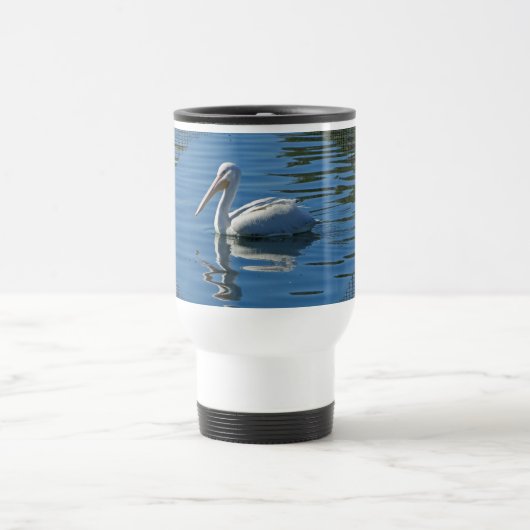Pelican Floating Calm Blue Water Large Wild Bird Reisebecher (Mittel)