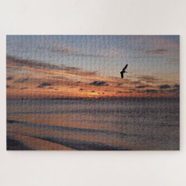 Pelican Flying at Sunrise, Dauphin Island, Alabama Puzzle