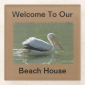 Pelican Foto Coastal Bird Summer Beach House Glasuntersetzer (Vorderseite)