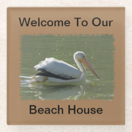 Pelican Foto Coastal Bird Summer Beach House Glasuntersetzer