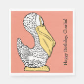 Pelican Illustration, eigene Papierservietten (Vorderseite)
