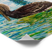 Pelican im Sonnenlicht der Florida Keys. Poster (Ecke)