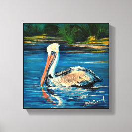 Pelican im Sumpf 10" x 10" Leinwanddruck