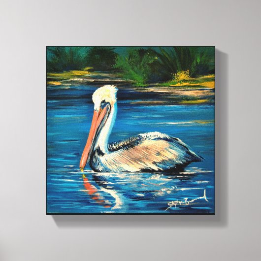 Pelican im Sumpf 10" x 10" Leinwanddruck (Vorderseite)