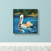 Pelican im Sumpf 10" x 10" Leinwanddruck (Insitu (Holzboden))