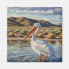 Pelican in Antelope Island Staat Park Utah Magnet