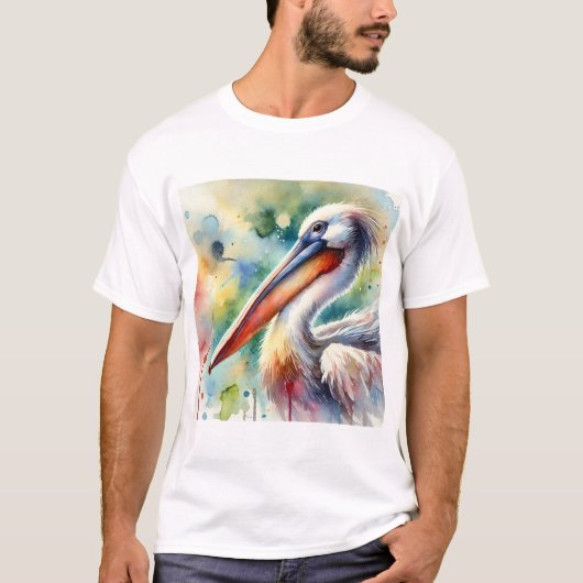 Pelican in Serenity 210724AREF108 - Watercolor T-Shirt (Vorderseite)