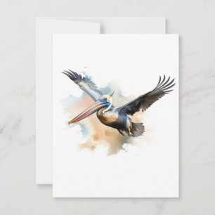 Pelican in Wasserfarben Feiertagskarte